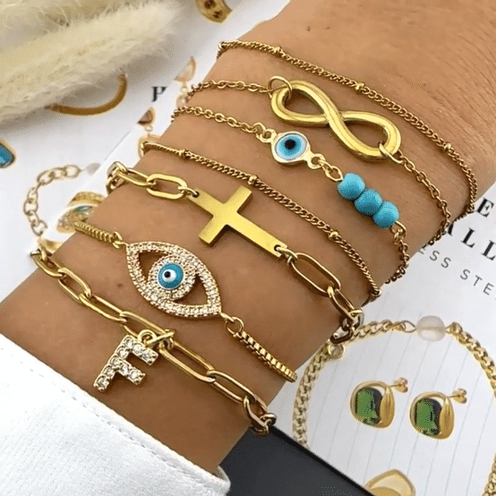 Cross & Chain - 18k Gold Plated Bracelet My Store