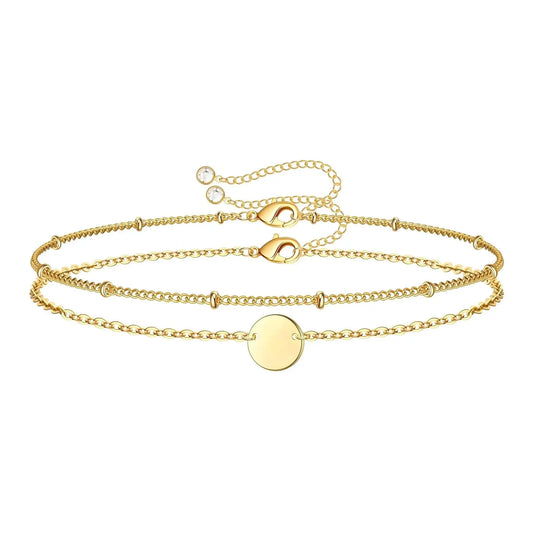 Dual Chain & Disk - 18k Gold Plated Bracelet My Store