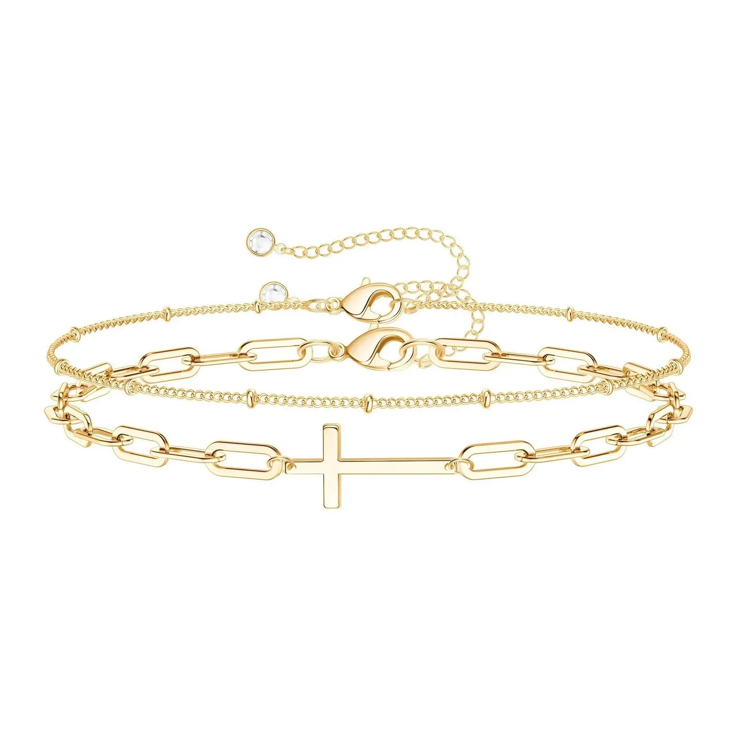 Cross & Chain - 18k Gold Plated Bracelet My Store