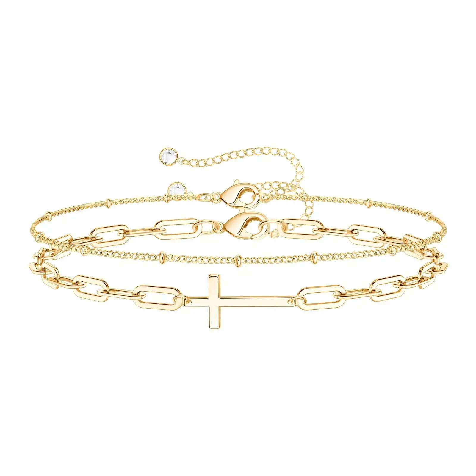 Cross & Chain - 18k Gold Plated Bracelet My Store