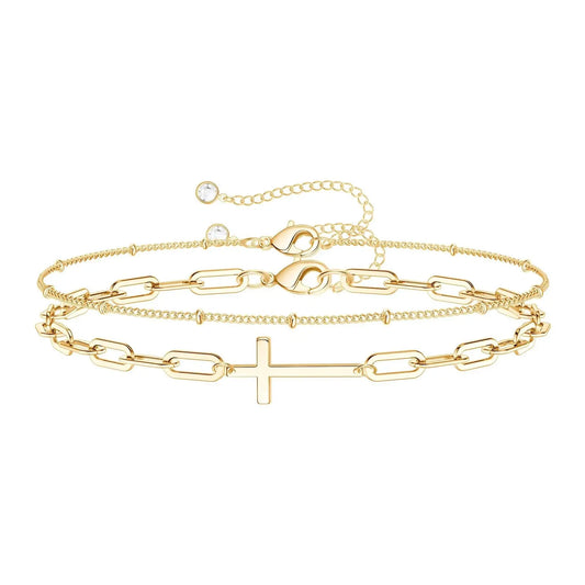 Cross & Chain - 18k Gold Plated Bracelet My Store